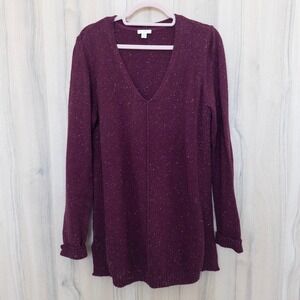 J. Jill Womens‎ Sweater Size M Tall Burgundy Speckled Cozy Preppy Classic Casual